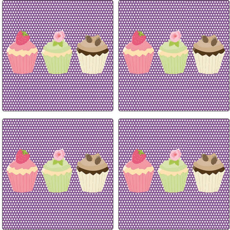 Set de 4 dessous de verres carrés 3 cupcakes by Cbkreation