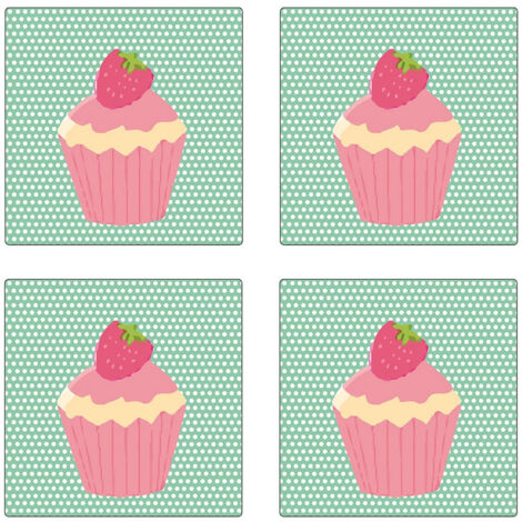 Set de 4 dessous de verres carrés Cupcakes by Cbkreation