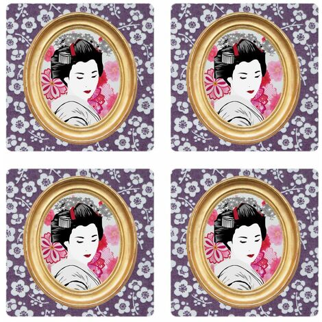 Set de 4 dessous de verres Geisha Cbkreation