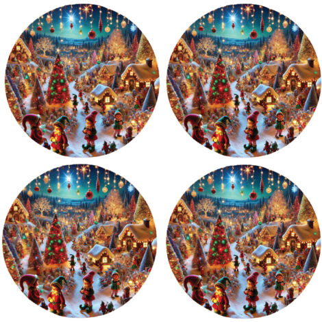 Set de 4 dessous de verres lutins de Noël Cbkreation