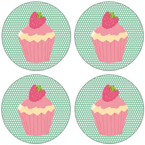 Set de 4 dessous de verres ronds Cupcakes by Cbkreation