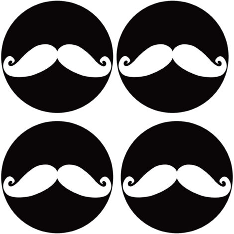 Set de 4 dessous de verres ronds Moustache blanche by Cbkreation
