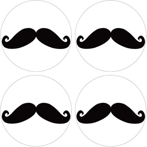 Set de 4 dessous de verres ronds Moustache noire by Cbkreation