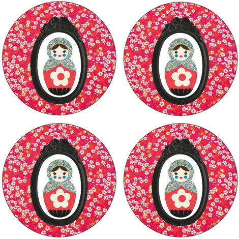 Set de 4 dessous de verres ronds Poupée russe liberty by Cbkreat