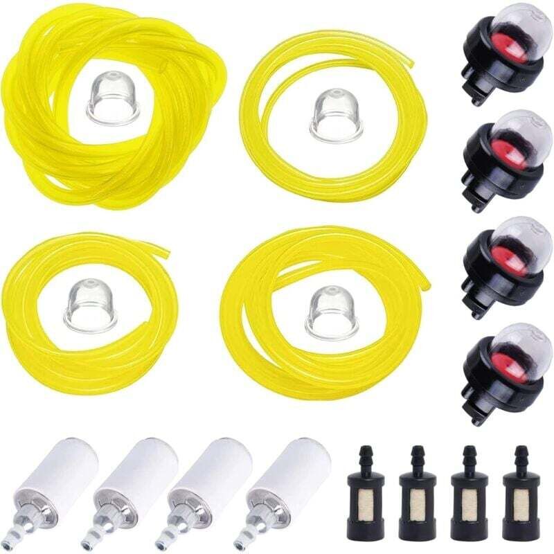 Set de 4 Durite Essence Tondeuse avec Filtre à Carburant et Poire d Amorçage Tuyau Durite D'essence (2x3,5mm 2,5x5mm 3x5mm 3x6mm) pour Souffleur