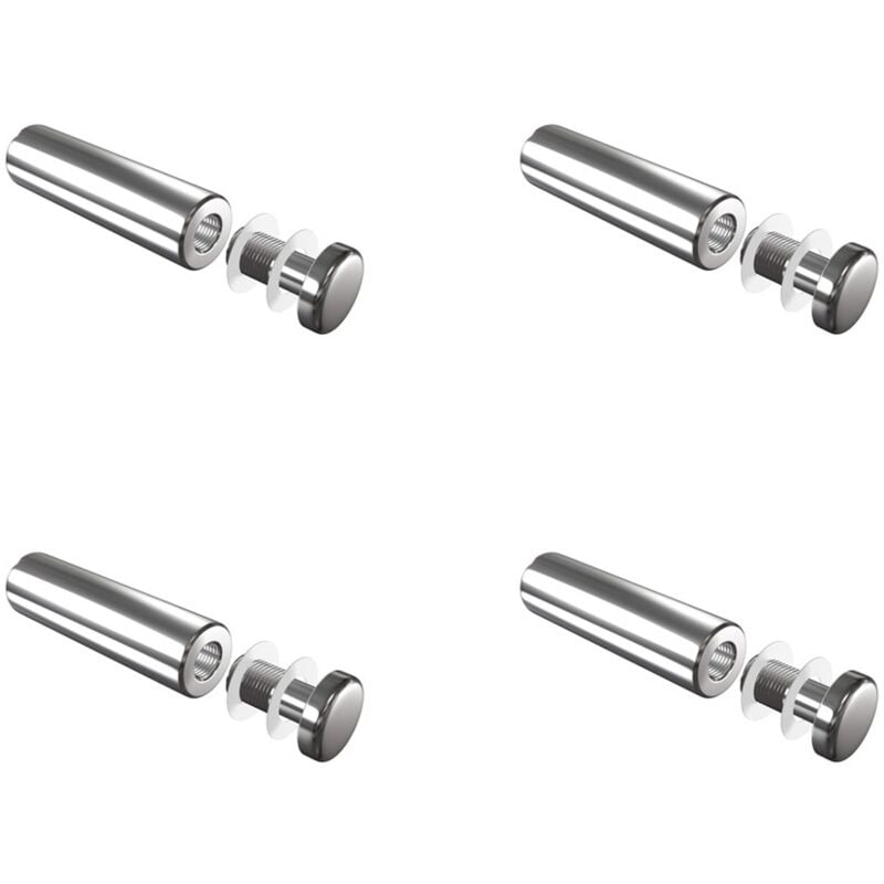 Set de 4 fixations murales vissées - Entretoise murale vissée FIX-V7 ø 18 mm / l 65 mm