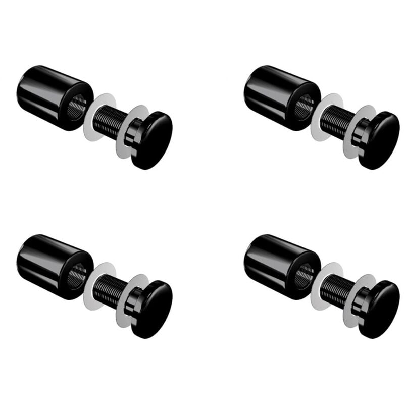 Set de 4 fixations noires murales vissées - Entretoise murale noire vissée FIX-VN5 ø 24 mm / l 29 mm