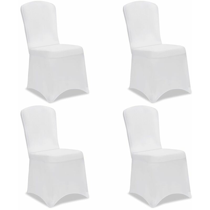 

Set de 4 Fundas para sillas Strech elásticas de poliéster lavable Cobertores para asientos Blanco - Blanco