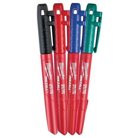 Set de 4 marqueurs couleurs Inkzall noir-rouge-bleu-vert - MILWAUKEE - 48223106
