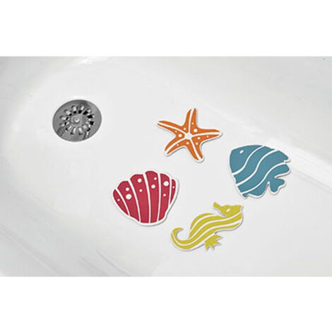 Set de 4 mini fond de douche poisson/etoile de mer/hyppocampe/coquillage - enfantine - Tendance