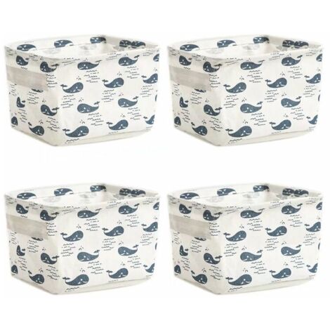 Set de 4 Mini Paniers de Rangement, Boîte de Rangement Pratique Tiroir en Tissu Lin Panier Stockage de Bureau Pliable Organisateur pour étagères et Bureau, Jouets, Llivres ou Maquillage