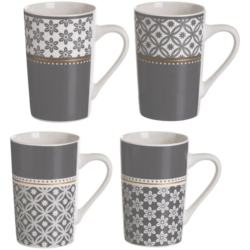 Set de 4 mugs en céramique gris
