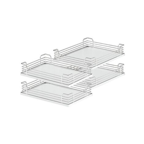 Set de 4 paniers pour meuble de cuisine 546.17 - 14 kg - 295 x 85 x 470 mm et 390 x 85 x 470 mm - fil chromé.fond blanc - HAFELE
