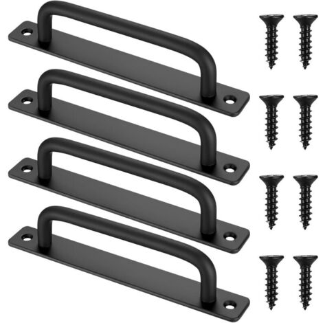 Set de 4 Poignées pour Portes Coulissantes, Poignées de Placard Noires pour Armoires,Poignées de Porte de Cabane