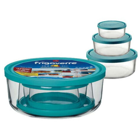 Set de 4 recipientes redondos Frigoverre aptos para microondas y congelador
