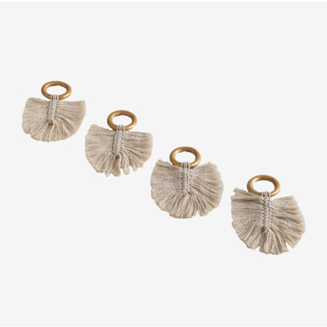 Set de 4 Ronds de Serviette en Macramé Sagar SKLUM Beige Crème - Beige Crème