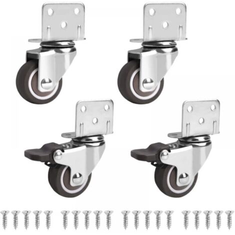 Set de 4 Roulettes Pivotantes Pour Meubles dont 2 avec Frein 32mm Petites Roulettes de Meubles - Rotation à 360 Degrés, Capacité de Charge 60kg, Petites Roulettes Pivotantes pour Meubles, Berce