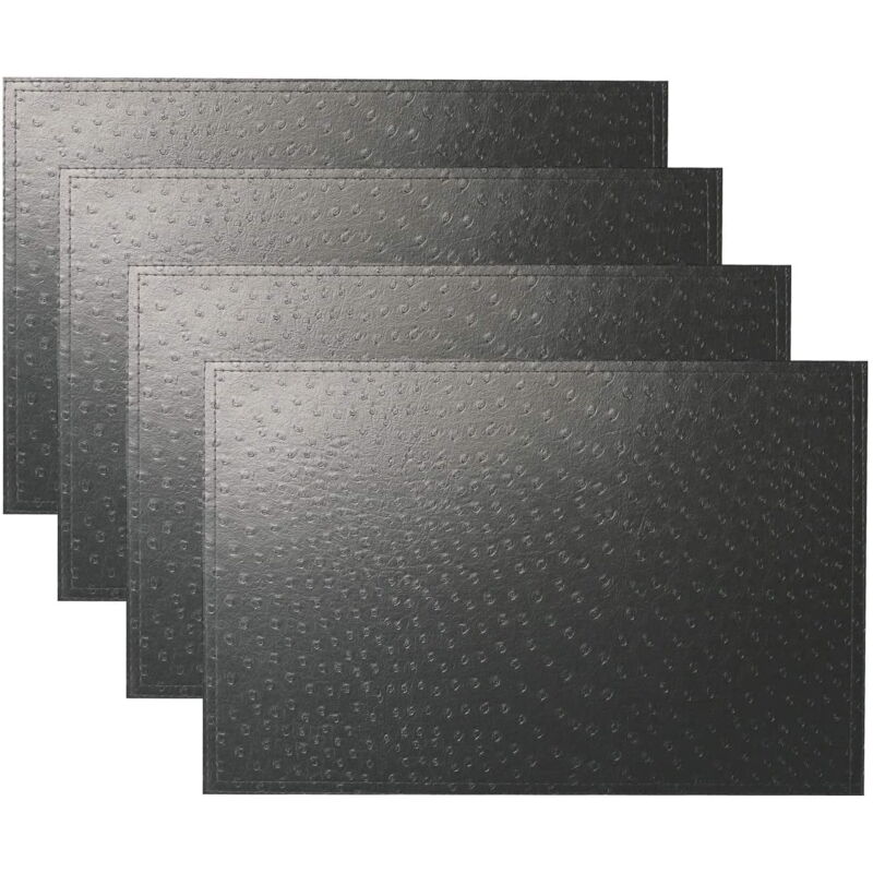 KZQ - Set de 4 Sets de Table en Cuir Double Couche pvc Slap-up Grain d'Autruche (Noir)