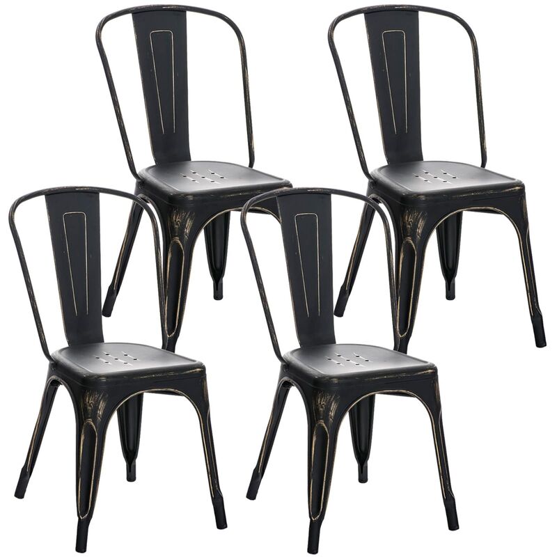 

CLP - Set De 4 Sillas Apilables Benedikt Negro/dorado