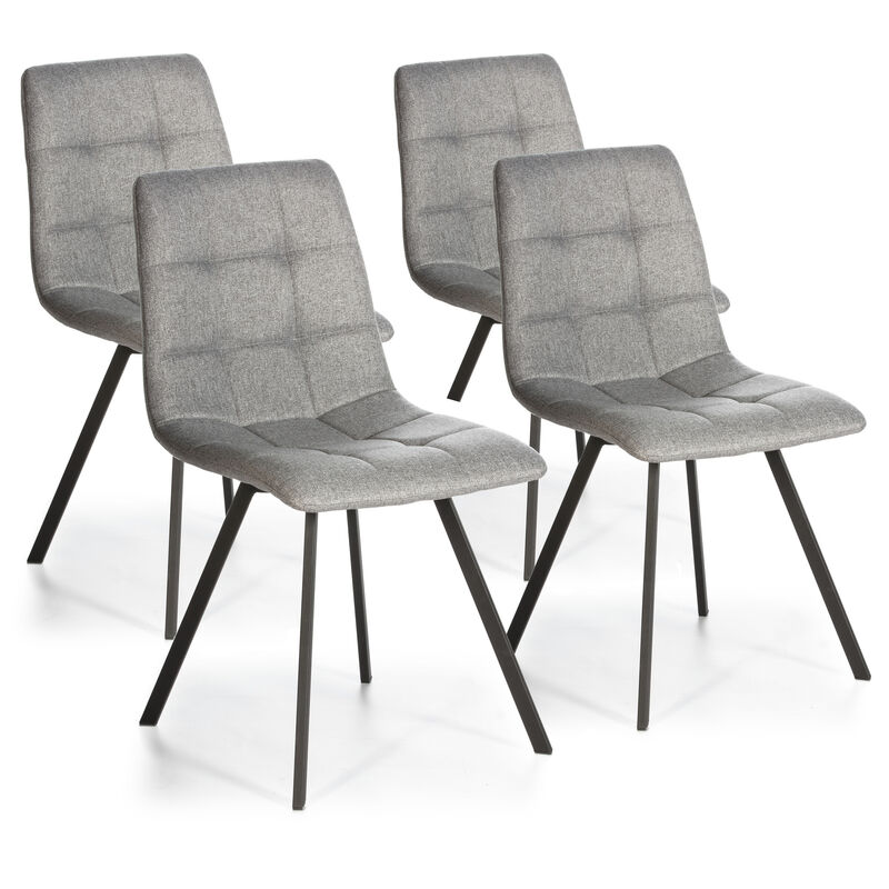 

Set de 4 sillas Comedor TANISHA tapizadas Gris Claro. certificada por la SGS. 58 cm (Ancho) x 45 cm (Profundo) x 90 cm (Alto)