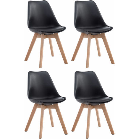 Set de 4 sillas de comedor Borneo en polipiel Negro Natural
