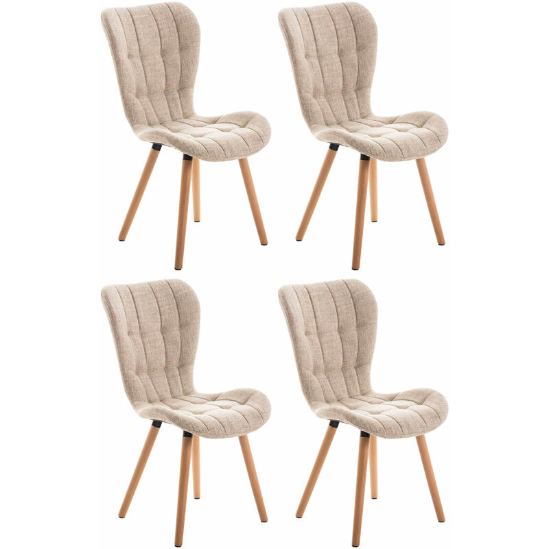 

CLP - Set de 4 sillas de comedor Elda tapizadas en tela Crema