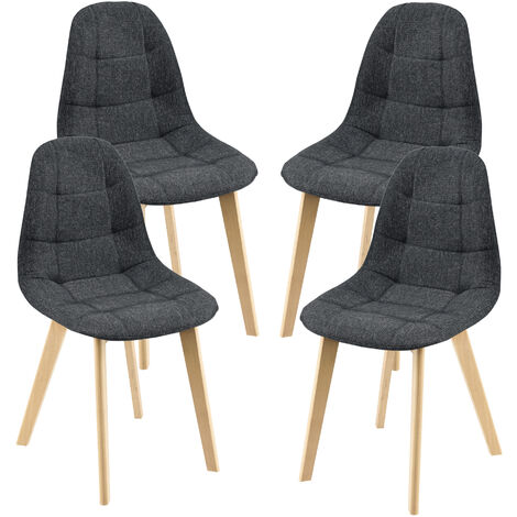 Set de 4 Sillas de Comedor Kopparberg Tapizado Patas de Haya 86 x 53 x 47 cm - Negro [en.casa]