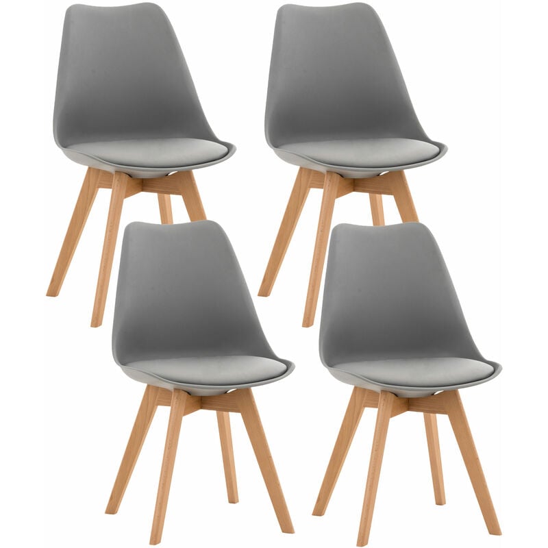 

Set De 4 Sillas De Comedor Linares Gris Cuero sintético