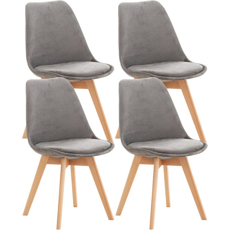 

CLP - Set De 4 Sillas De Comedor Linares Gris Terciopelo