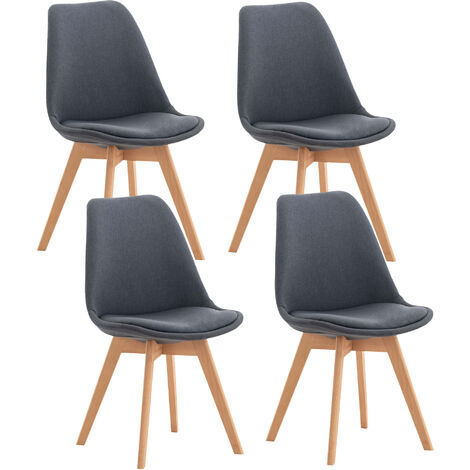 Set De 4 Sillas De Comedor Linares Gris oscuro Tela