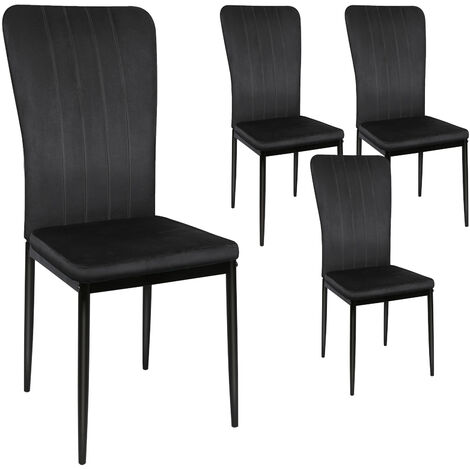 Set de 4 Sillas de Comedor, Sillas de Cocina Asiento de Terciopelo, Sillas ergonómicas para cocina, restaurantes, sala de estar,Negro