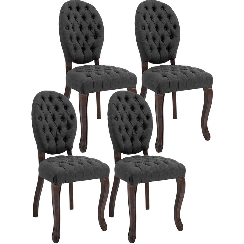 

Set De 4 Sillas De Comedor Temara En Tela Gris oscuro Antigüo