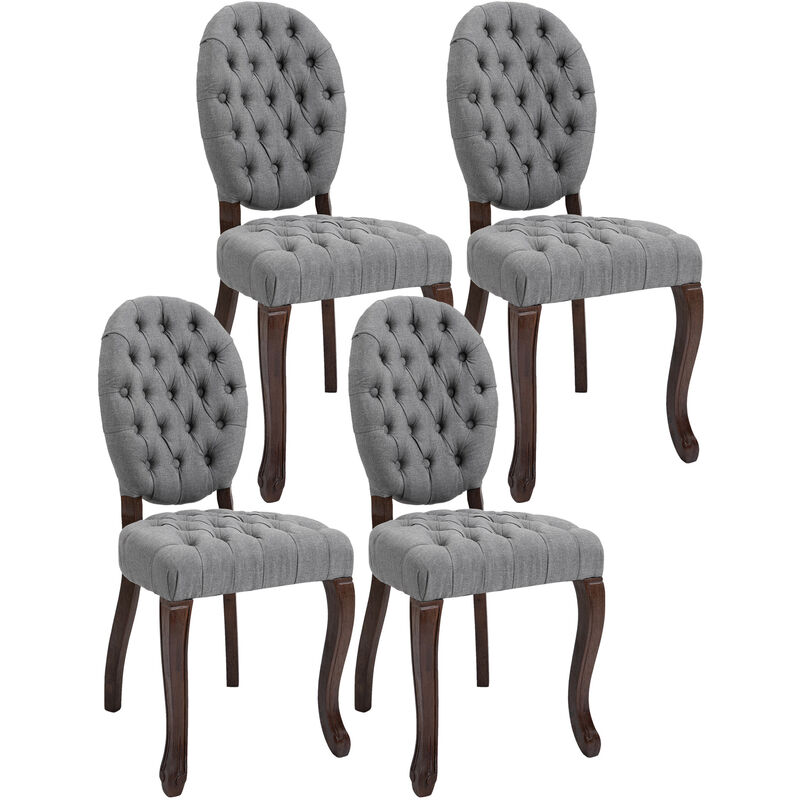 

CLP - Set De 4 Sillas De Comedor Temara En Tela Gris Antigüo