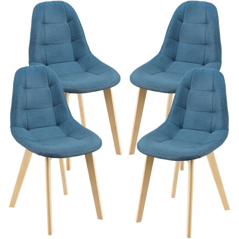 

Set de 4 Sillas de Diseño Kopparberg - 86 x 53 x 47 cm - Sillas de Comedor Cocina Salón - Asiento Tapizado Cómodo para Oficina - Patas de Haya - Azul