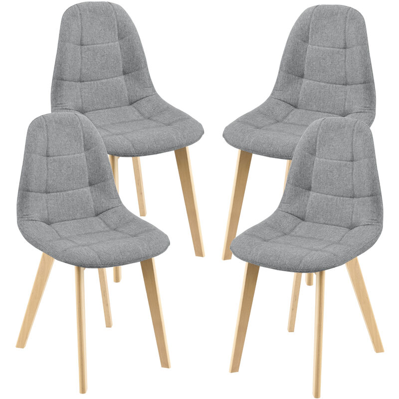

Set de 4 Sillas de Diseño Kopparberg - 86 x 53 x 47 cm - Sillas de Comedor Cocina Salón - Asiento Tapizado Cómodo para Oficina - Patas de Haya - Gris