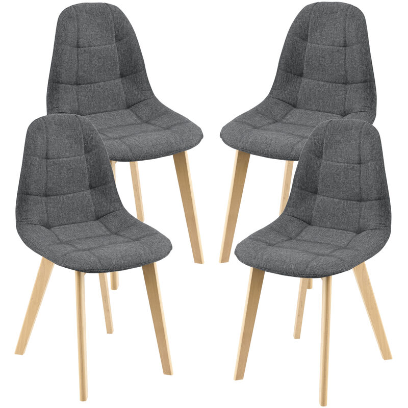 

Set de 4 Sillas de Diseño Kopparberg - 86 x 53 x 47 cm - Sillas de Comedor Cocina Salón - Asiento Tapizado Cómodo para Oficina - Patas de Haya - Gris