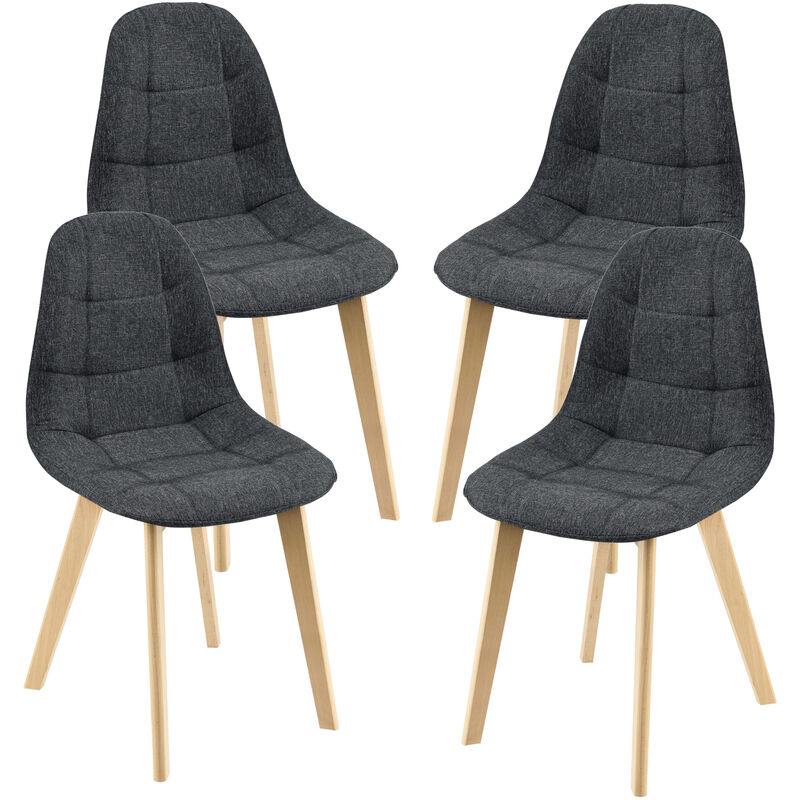 

Set de 4 Sillas de Diseño Kopparberg - 86 x 53 x 47 cm - Sillas de Comedor Cocina Salón - Asiento Tapizado Cómodo para Oficina - Patas de Haya - Negro