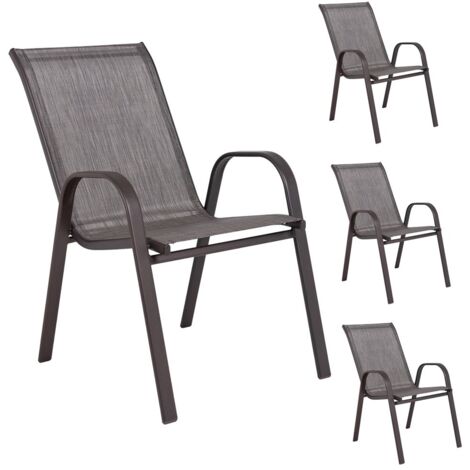 Set de 4 sillas de jardín de diseño Nerea de Acero y textileno en marrón Jaspeado de 54x66x89 cm -