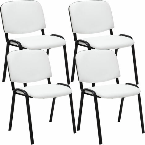 Set De 4 Sillas De Reuniones Ken En Cuero PU Blanco