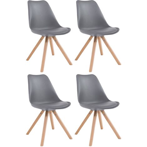 Set de 4 sillas para comedor Toulouse Square en polipiel Gris Natural