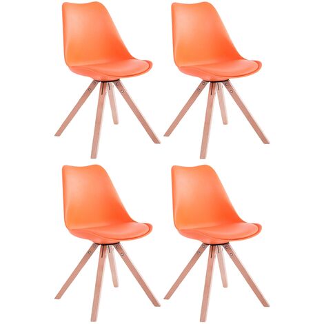 Set de 4 sillas para comedor Toulouse Square en polipiel Naranja Natural