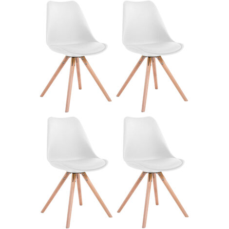Set de 4 sillas para visitas Toulouse Rund en polipiel Blanco Natural