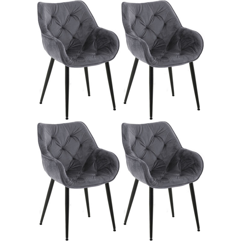 

CLP - Set de 4 sillas Tanna de salón en terciopelo Gris oscuro