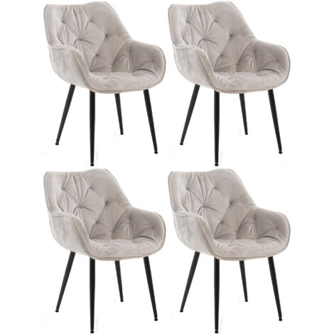Set de 4 sillas Tanna de salón en terciopelo Gris