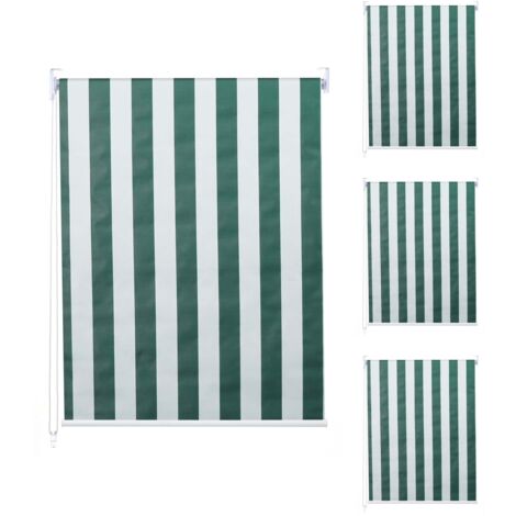 Set de 4 stores à enroulement HHG-474, store à enroulement latéral, 120x230cm protection solaire opaque, vert/blanc