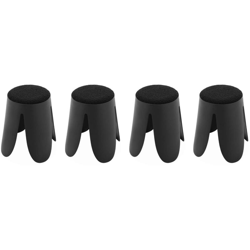 Set de 4 tabourets empilables noirs. bouclette texturée. niki. Ø30 / 44 x H46cm
