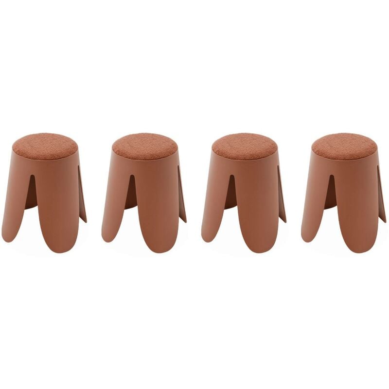 Set de 4 tabourets empilables terracotta. bouclette texturée. niki. Ø30 / 44 x H46cm