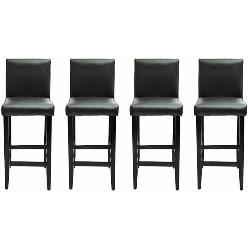 

vidaXL Taburetes de Cocina Cuero Sintético 4 Unidades Negro - Negro