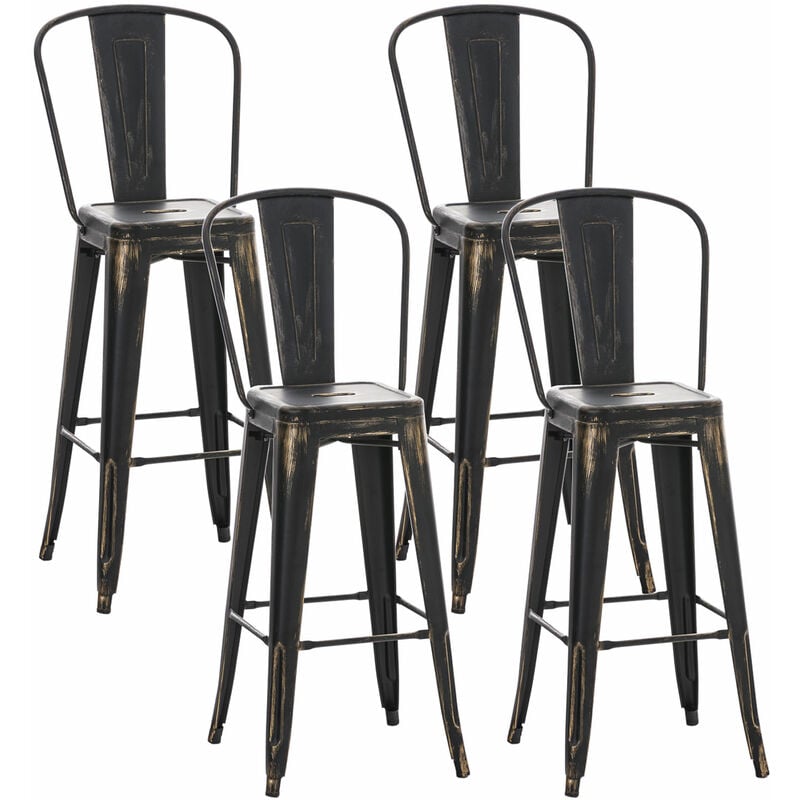 

Set De 4 Taburetes De Bar Aiden Negro/dorado