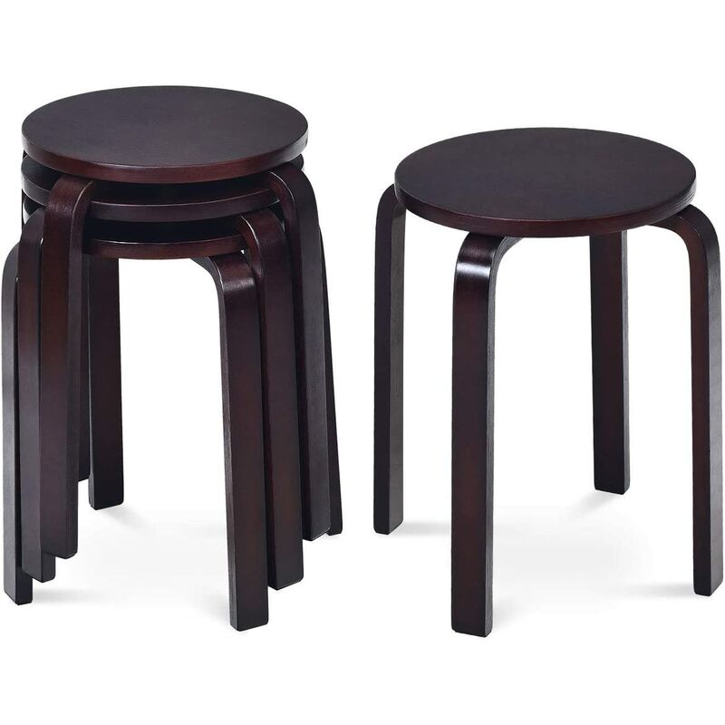 

Set de 4 Taburetes de Bar Silla de Comedor Cocina Multiuso de Madera 33x33x45cm Carga 120kg Color Marrón
